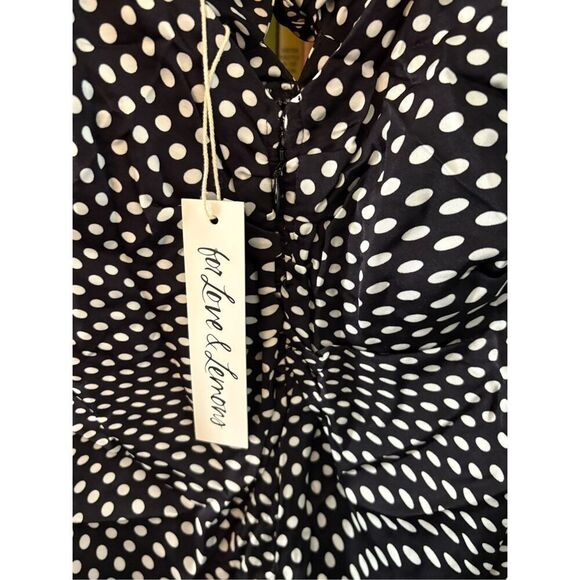 NWT For Love & Lemons Beth Black & White Polka Dot Midi Dress Size Small - Picture 9 of 12